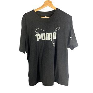 Puma Mens XL Charcoal T-Shirt With Puma Logo Cotton Blend Short Sleeve Crew Neck